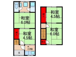 西岩田4丁目連棟貸家の物件間取画像